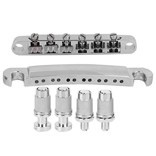 RiToEasysports Electric Guitar Bridge, Standard 12 String Size Guitar Bridge Full Set Bridge Tail Stud Zinc Alloy Silver Guitar Parts Accessories Musical Instrument Accessories