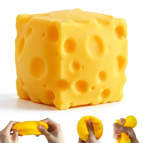 Last Page® 10cm Cheese Squishy Slow Rising, Soft Squishy Cheese Block Squeeze Fidget Toy, Mini Stress Relief Sensory for Adults, Cute Desk Toy Gift (1PCS)
