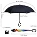 G4Free Double Layer Inverted Umbrella Rainbow Cars Reverse Umbrellas, Windproof UV Protection Large Straight Umbrella for Car Rain Outdoor with C-Shaped Handle (Rainbow)