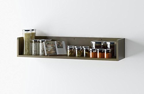 Rustic kitchen wood wall shelf with metal rail also mul…