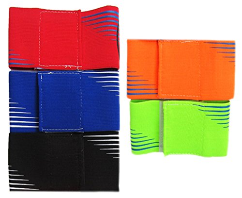 Ancefine Stripe Elastic Youth Soccer Captain Armband,5-Pack (Black)