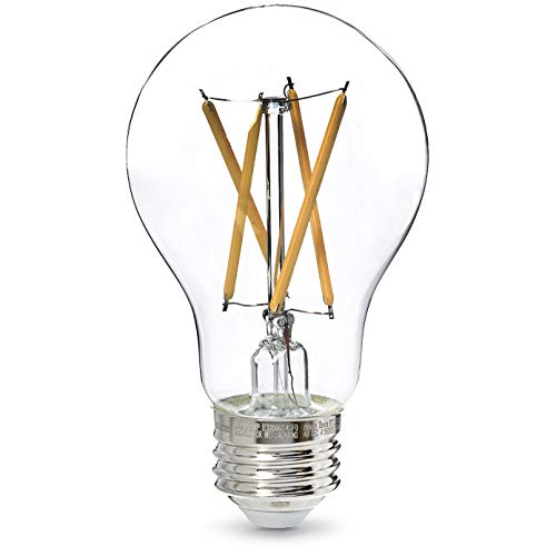 AmazonBasics 60W Equivalent, Clear, Soft White, Dimmable, CEC Compliant, A19 LED Light Bulb | 6-Pack
