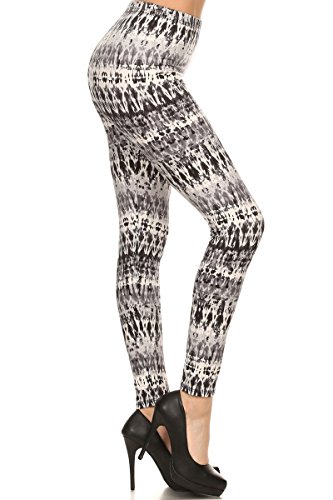 Ultra Soft Printed Leggings - Premium Quality - Regular and Plus Size - 40 New Designs by Conceited (Plus (12 - 24), Black Tie Dye 3)