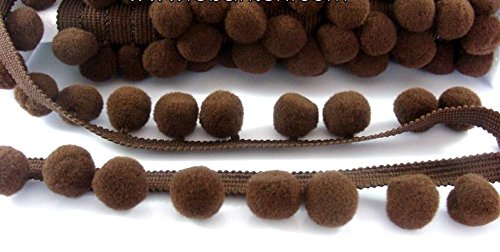 POM POM Bobble Trim Fringe Pompom Trimming - Cushion and Curtain Decoration, Home Decor - XL Size 2cm Craft Pompons (Dark Brown, 5 Meters)