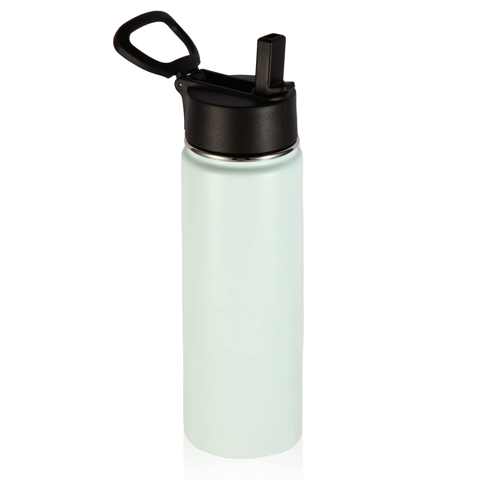 Volhoply 660ml Insulated Water Bottles with Straw Lid, Stainless Steel Sports Bottle with Handle, Double Wall Vacuum Metal Water Tumbler Cup with Wide Mouth, Reusable Water Flask for School(Fog,1 Set)