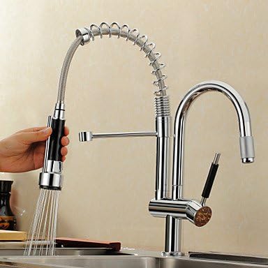 von YIRUI Kitchen Faucet Contemporary Pre Rinse/Pullout Spray Brass Chrome