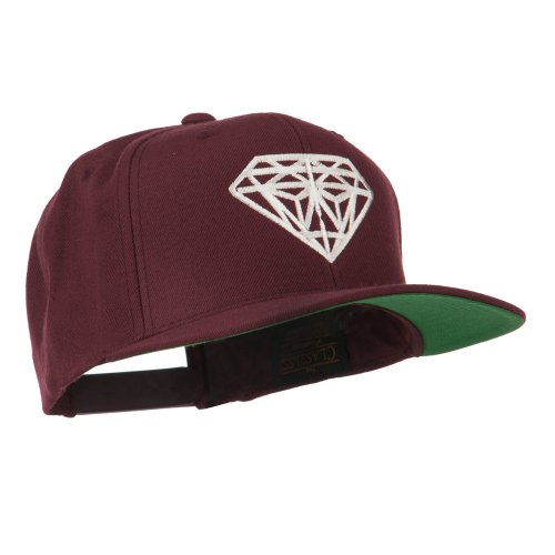 Big Diamond Embroidered Flat Bill Cap Maroon OSFM e Snapback Hats