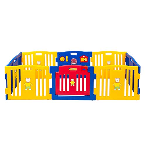 Anqi 8 Panels Portable Baby Playpen Kids Safety Play Center Yard Games Fencing Children Folding Play Fence Home Indoor Outdoor Pen for Securities Ball Pool (8pc)