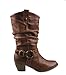 REFRESH Women Wild-02 Western Style Cowboy Boots,Tan,9