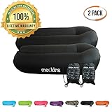 Mockins 2 Pack Inflatable Lounger Air Sofa Perfect for Beach Chair Camping Chairs or Portable Hammock and Includes Travel Bag Pouch and Pockets | Easy to Use Camping Accessories