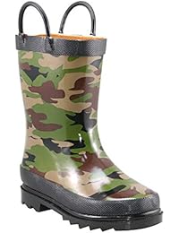 Western Chief Boys Waterproof Printed Rain Boot with Easy Pull On Handles, Camo, 3 M US Little Kid