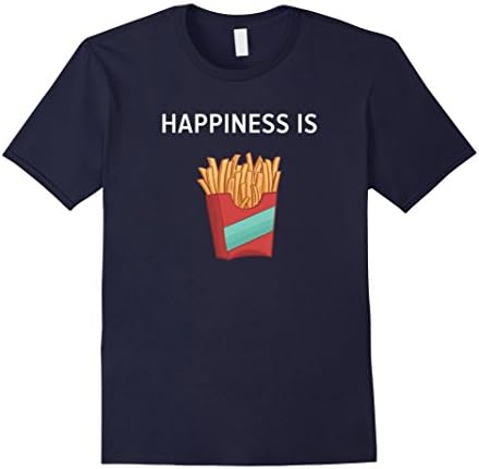 Mens Happiness is French Fries funny junk food t-shirt Medium Navy