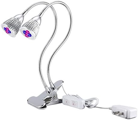Goldlion66 10W Double Head LED Plant Grow Light Clip Table Lamp with Double on/off Switch and Gooseneck Arm Flexible Neck 360 Degree for Indoor Plants Greenhouse Office
