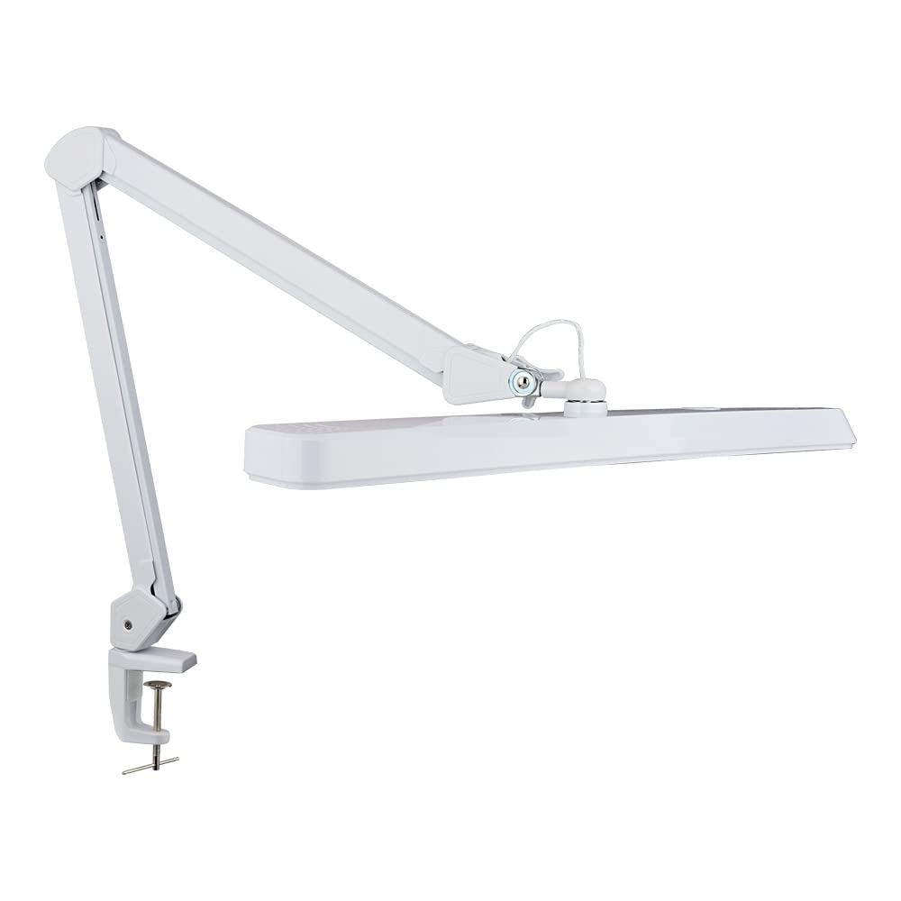 Neatfi XL 2,500 Lumens 30W LED Task Lamp for Manicure Table, Crafts, Workbench, Office – 56 cm Wide Shade Desk Light | Eye-Caring 6500K | 4-Level Brightness | Clamp Mount (White, 56 cm)