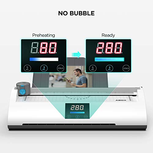 ABOX Laminator Machine, Professional Thermal A4 Laminator Pixseal Ⅱ with Feeding Tray, Trimmer, Corner Rounder, 20 Laminating Pouches, White - Thumbnail 4