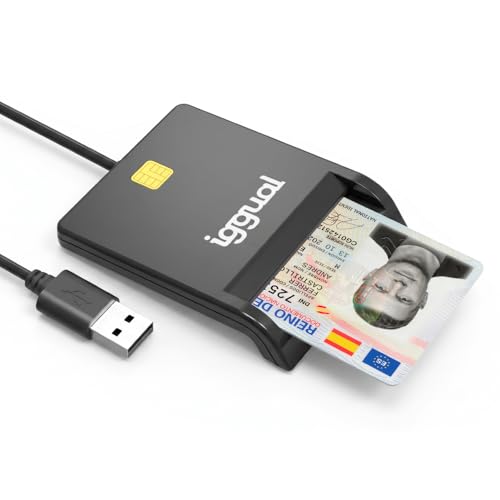 Lector de Tarjetas DNI, SIP e ID USB 2.0- Conexión USB –Lector de DNI Electrónico Inteligente Compatible con DNI 4.0- Compatible con Windows, macOS y Linux- Cable 1,2 m- Negro
