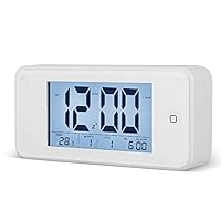 Digital Alarm Clock, LED Display Alarm Clock with Night Light/Snooze/Temperature/Calendar, Small Silent Battery Operated Home Clock for Bedroom, Kitchen, Desk, Nightstand - White