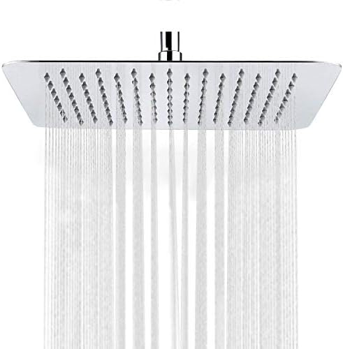 S R SUNRISE 8 Inch Rain Shower Stainless Steel Shower Head with Anti-Limescale Nozzles, Square Mirror Effect, High Gloss, Rust- Stainless Steel, Silver, 20 x 20 cm