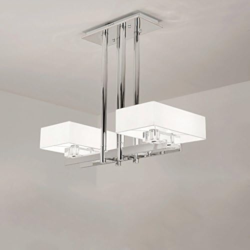 Postmodern Rectangular Chandelier Iron Art Lamp Body Linen Fabric Shade Crystal Accessories Fashion Minimalist Living Room Dining Room Personality Decorative Chandelier (Size : A)