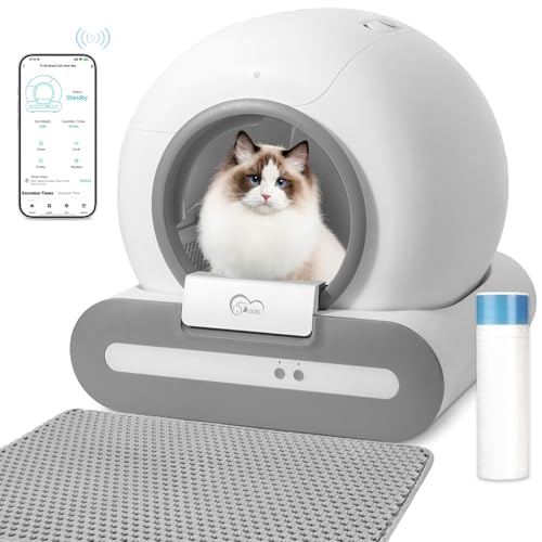 DOEL 2026 Upgrade Self Cleaning Cat Litter Tray Automatic Cat Litter Box 65L Large Capacity, Multi-layered security, APP Monitor Smart Cat Litter Box for Multiple Cats