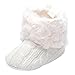 Annnowl Baby Girls Knit Soft Fur Winter Warm Snow Boots Crib Shoes (6-12 Months, White)