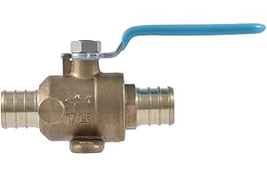 SharkBite 3/4 Inch Crimp Ball Valve with Mounting Tabs and Drain, Brass Plumbing Fitting, PEX Pipe, PE-RT, UC24616Z