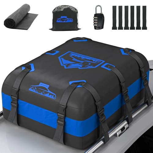 Rymopuey Roof Box 20Cubes/566L, Roof Box for Car 700D Waterproof, Roof Box with Non-Slip Pads and 10 Fastening Straps, Pto for Cars with/without Luggage Rack