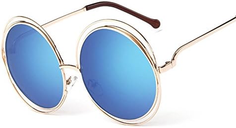 SnikFish Fashion Women Color Film Sunglasses Round Frame Sun Glasses (blue)
