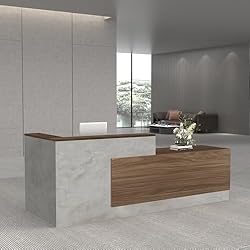 YTElantivo L-Shaped Reception Desk with Counter and