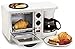 Elite Cuisine EBK-200 3-in-1 Breakfast Station, 4 Cup Coffeemaker, Toaster Oven with Timer, Griddle, White