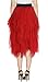 Urban CoCo Women's Sheer Tutu Skirt Tulle Mesh Layered Midi Skirt (L, Red)