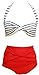 Scodi Women's Fashion Vintage High Waisted 2 Pieces Bikini Swimwear Swimsuits