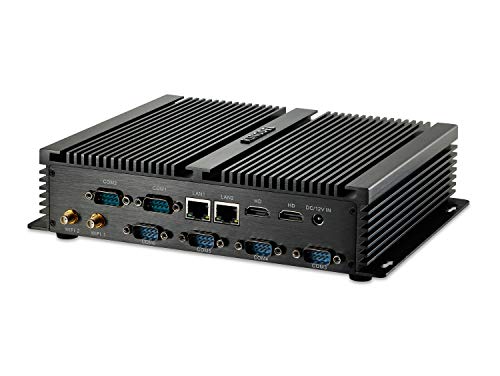 Kingdel Fanless Mini Desktop Computer, Powerful Industrial PC with Intel i7 CPU, 8GB RAM, 128GB SSD, 2xNICs, 2xHDMI, 4xUSB 3.0, 6xCOM RS232, Wi-Fi, Windows 10 Pro