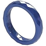 Blue Ceramic Ring by CERAMIC GESTALT® - 4mm Width. Faceted Design. (Avail. Sizes 5 to 14).