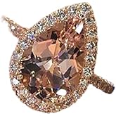 925 Sterling Silver Shiny Full Diamond Ring Classic Champagne Heart-Shaped Cubic Zirconia Rings CZ Diamond Ring Eternity Fashion Band Ring for Women Birthday Present (US Code 9)