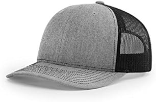 Richardson 112 Mesh Back Trucker Cap Snapback Hat, Heather/Black