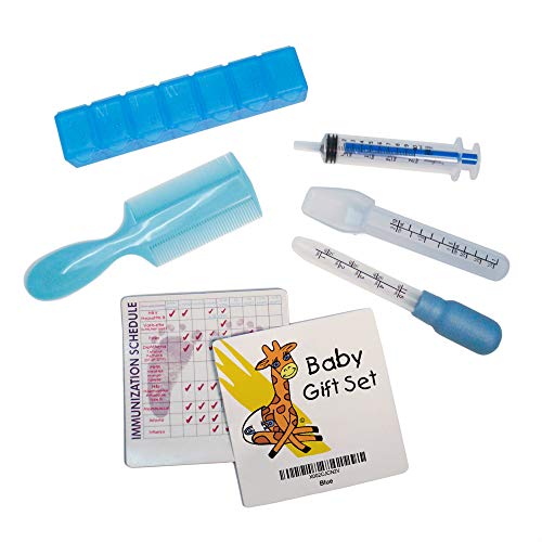 Complete Deluxe Baby Healthcare + Grooming Kit | 3X Liquid Medicine Dispensers, Hair Comb | Pill Box-Vaccination Check Sheet | Unisex, for Infant Boys + Girls | Perfect Registry-Shower Gift (Blue) - Thumbnail 7