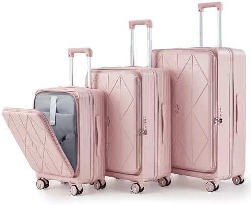 Amazon.com | Merax Luggage Sets 3 Piece,Front Open PC Hardshell