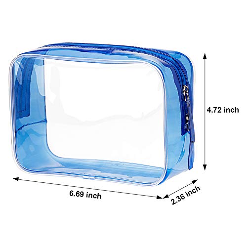 Pangda 5 Pack Clear PVC Zippered Toiletry Carry Pouch Portable Cosmetic Makeup Bag for Vacation, Bathroom and Organizing (Small, Blue) 2 Pangda 5 Pack Clear PVC Zippered Toiletry Carry Pouch Portable Cosmetic Makeup Bag for Vacation, Bathroom and Organizing (Small, Blue)