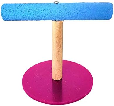 EZIZB Table Top Parrot Play Gym Wooden Frosted Stand Feeder Toy Hanger Portable Training Bird Perch