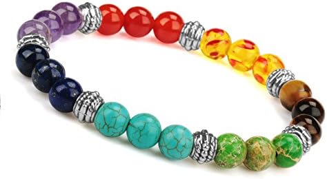 Gadblesjew 7 Chakra Diffuser Healing Bracelet with Real Stones, Volcanic Lava, Mala Meditation Bracelet with Protection, Energy, Healing