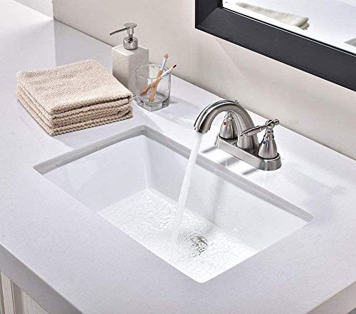 Friho 20.9''x13.6''x7.1'' Modern Sleek Rectangular Undermount Vanity Sink Porcelain Ceramic Lavatory Bathroom Sink,White With Overflow - Thumbnail 2