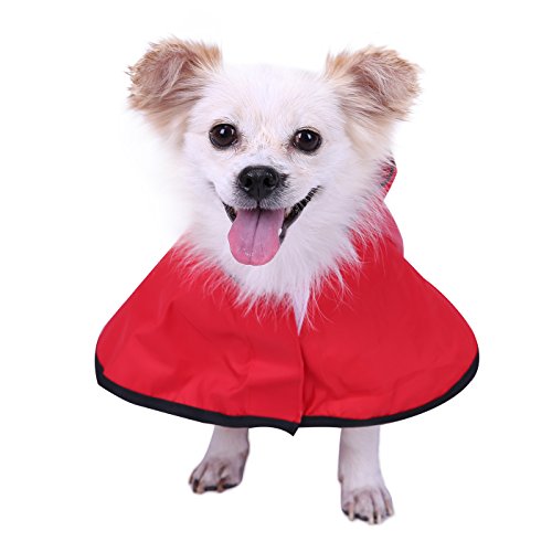 HDE Dog Raincoat Hooded Slicker Poncho for Small to X-Large Dogs and Puppies (Red, Medium)