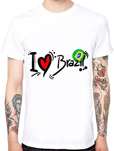 Yingyan I Love Brazil Men's Cotton Funny Cool T-Shirts Short Sleeve Soft Tops Tee Size M