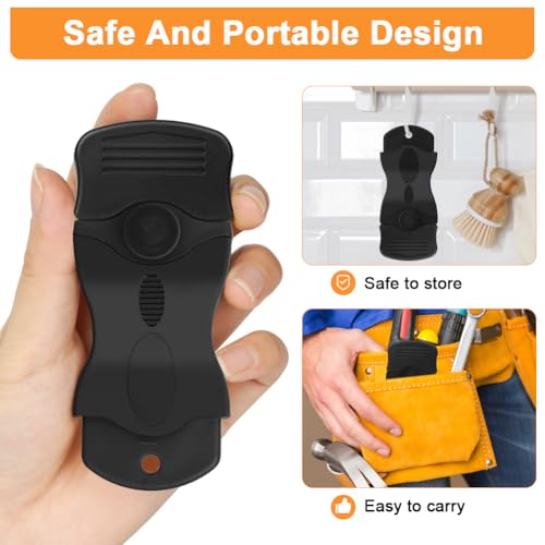 Flintronic Glass Ceramic Scraper, 1 Professional Multipurpose Scraper with 20 Blades for Windows, Mirrors, Tiles Cleaning (Black)
