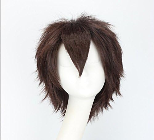 Alibuy Dark Brown Short Curly Cosplay Wigs with Bangs for Costume Halloween Party