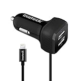Inateck AL2011B-US 33W 2-Port USB Car Charger with Built in Lightning Cable for iPhone, iPad, Samsung Galaxy S6 + 4 feet Micro USB Charging Cable - Black