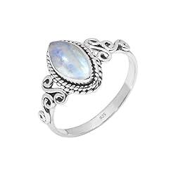 Rainbow Moonstone Ring 925 Sterling Silver