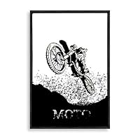 Framed Canvas Wall Art Motorcycle Canvas Prints Home Artwork Decoration for Living Room,Bedroom - 16x24 inches