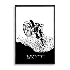 Framed Canvas Wall Art Motorcycle Canvas Prints Home Artwork Decoration for Living Room,Bedroom - 16x24 inches